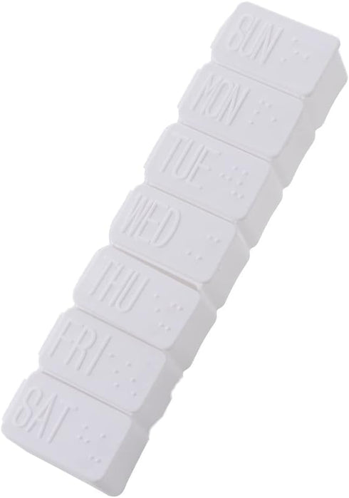 Junfamilee White Weekly Pill Organizers, 7 Days Travel Pill Case with Braille Weekly