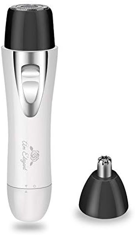 Rechargeable Facial Hair Removal for Women - Painless Nose Ear Eyebrows Trimmer Remover (White 2 in 1)