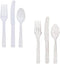 White and Clear Plastic Cutlery Set Durable Disposable Forks, Spoons and Knives