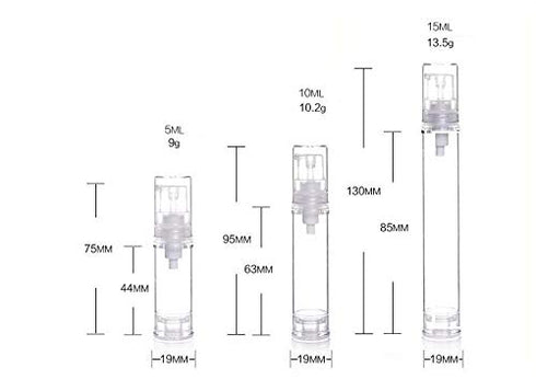 12Pcs 5ML Empty Refillable Cosmetic Containers Cream Lotion Bottles Portable Clear Plastic Airless Vacuum Pump Bottle Sample Packing Toiletries Liquid Storage Vial Jars