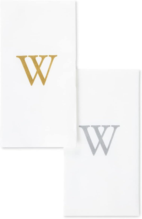 AMERICAN HOMESTEAD Disposable Hand Towels - Silver Monogrammed Guest Napkins - Linen-Feel