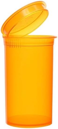 Transparent Airtight 19 Dram Pop Top Plastic Empty Pill Bottles for Supplements, Vitamins, Herbs & Medicine Container, Pack of 12 (Amber)