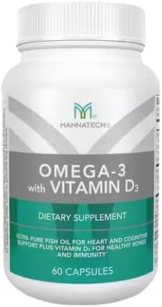 Mannatech Omega-3 with Vitamin D3 - Pure Fish Oil for Bone, Heart Health and Cognitive Support
