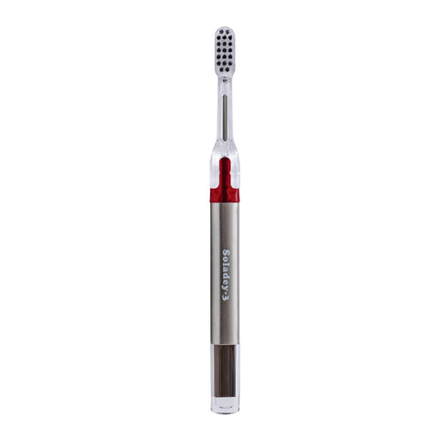 3 Ionic Toothbrush, Solar Panels and TiO2 Semiconductor, 3 Row Honeycomb Bristle, Red