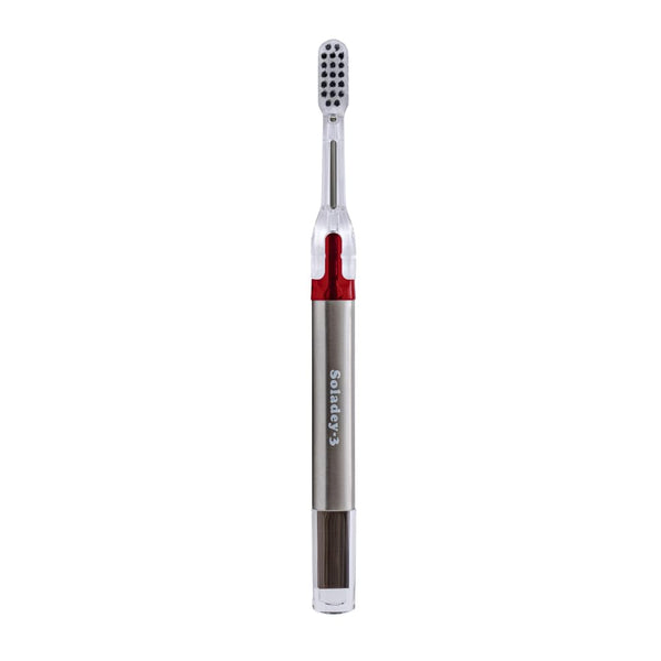 3 Ionic Toothbrush, Solar Panels and TiO2 Semiconductor, 3 Row Honeycomb Bristle, Red