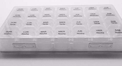 Healthaccessories 7 Spanish Pill Box Day Four Times a Day Weekly Pill Planner Organizer - Large Compartment Pill Boxes