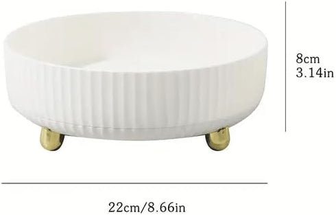 Deluxe 360 Rotating Makeup & Perfume Organizer - Chic Lazy Susan Storage for Jewelry and Lotions (White, Large)