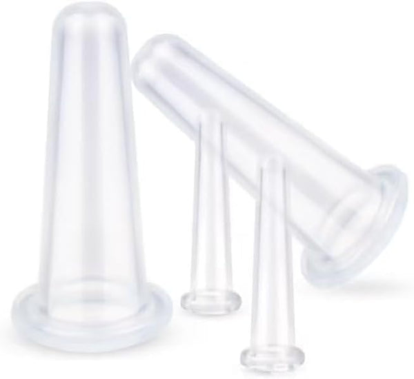 WaigN 4Pcs Transparent Massage Cupping Set Silicone Mini Facial Cups Face Massager Helper