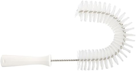 Vikan 53725 Hook Brush - 14.17-Inch Curved BPA-Free Pipe, Tube, and Gutter Cleaner, Compatible with Vikan Extension Poles, White by Vikan