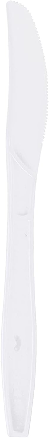 Plastic Knives Disposable, Individually Packaged White 7-Inch Commercial Take Away Knives, 100 PCS