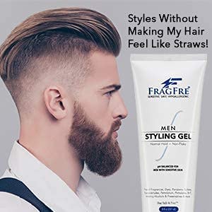 Men Hair Styling Gel - Fragrance Free 8 oz, pH Balanced for Sensitive Skin, Normal Hold for Normal Hair Styles
