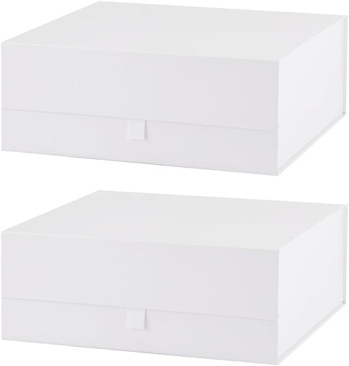 Large White Gift Box 2 Pcs, 13.5x11.8x4.7 Inches, Luxury Rectangle Gift Boxes with Magnetic Closure Lid for Gift