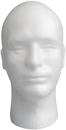 Male Wig Display Mannequin Head Stand, Styrofoam Foam, White