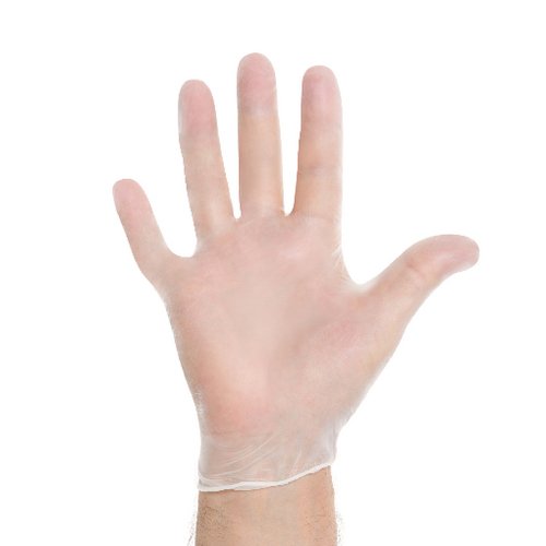 HALYARD Disposable Vinyl Gloves, Powder-Free, Industrial, Food Service, 5.9 mil, 9.5", Clear, Small, Box of 100