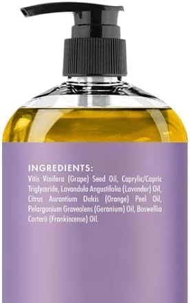 MAJESTIC PURE Lavender Massage Oil for Therapy - Refreshing, Relaxing Natural Oils with Lavender Essential Oil - 8 fl oz