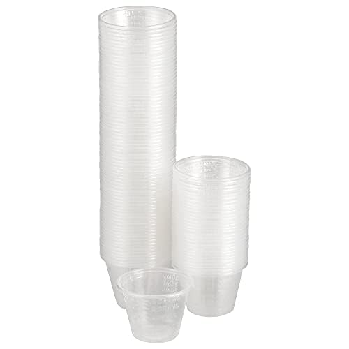 Dukal Medicine Cups, 1 oz. Pack of 100 Translucent Polypropylene Cups, Calibrated with Two Measurements