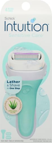 Schick Intuition Razors for Women with Sensitive Skin, 1 Razor & 2 Intuition Razor Blades Refill with Organic Aloe
