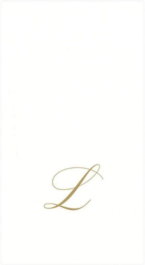 Caspari White Pearl Paper Linen Guest Towels, Monogram Initial, Pack of 24