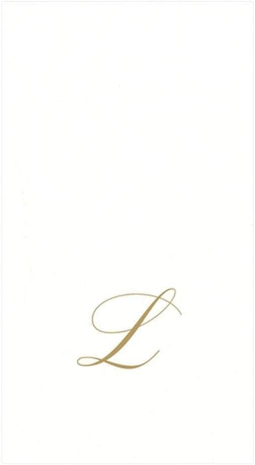 Caspari White Pearl Paper Linen Guest Towels, Monogram Initial, Pack of 24