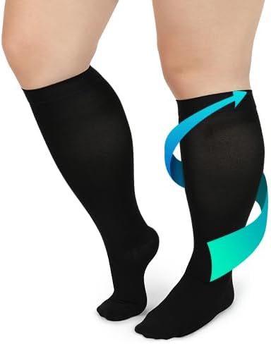 FITTOO Plus Size Compression Socks for Men & Women, 20-30mmHg Graduated Compression for Shin Splint, Varicose Vein &