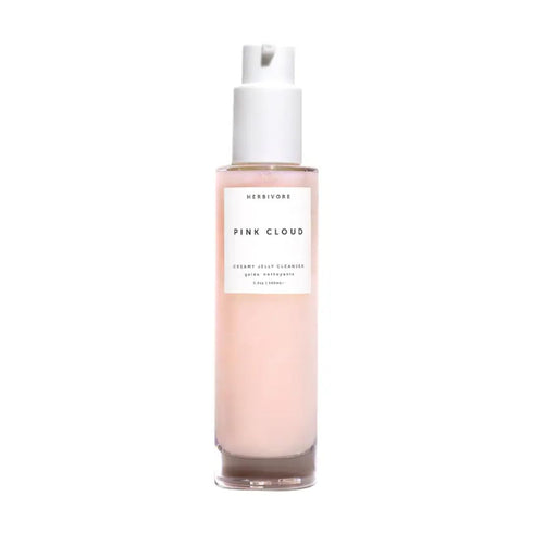 HERBIVORE Pink Cloud Creamy Jelly Cleanser – Hydrating Face Wash + Makeup Remover with Squalane, Rosewater, and