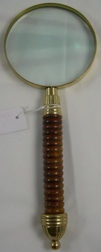 Solid Brass Magnifying Glass with Wood Handle & Felt Bag