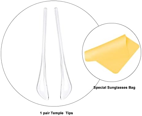 Replacement Temple Tips Ear Socks for Ray-Ban Aviator RB3025 3026 Sunglasses, Black, with Bonus Bag