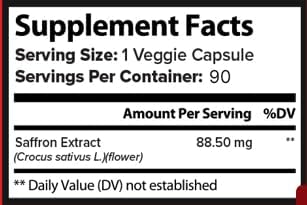 Saffron Extract, 88.50mg, 90 Capsules, 100% Pure Saffron Supplements, Improves Mood, Saffron Pills for Eyesight