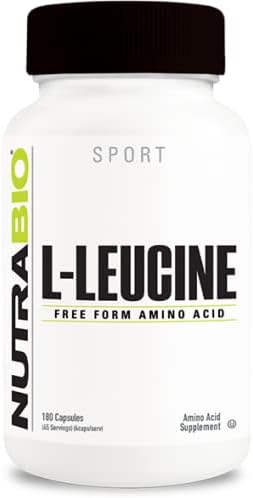 NutraBio 100% Pure L-Leucine - 180 Capsules for Muscle Recovery, Vegan, Non-GMO, Gluten Free