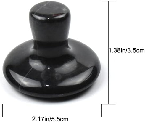 2 Pcs Mushroom Shaped Massage Stones, Natural Bian Stone Hot Rock for Spa Massage (2-L, Black)