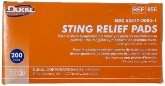 Dukal Sting Relief Pads, Case of 200 Anesthetic Pads for Burns and Scrapes, Non-Sterile