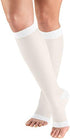 Sheer Compression Stockings, 15-20 mmHg, Women's Knee High Length, Open Toe, Large, White by Truform