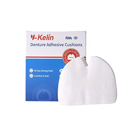 Y-Kelin Denture Adhesive Cushions, Upper Adhesive-Free Denture Pads for Sore Gums, 30 Pads*2
