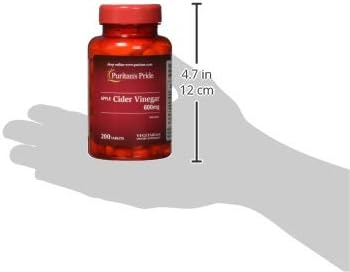 Puritan's Pride Apple Cider Vinegar 600 mg - Vegetarian Dietary Supplement, 200 Tablets (Packing May Vary)