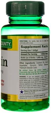 Nature's Bounty Biotin 5000 mcg Liquid Softgels, 72 ea (Pack of 3)