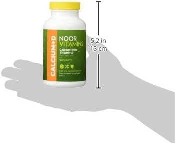Noor Vitamins Halal Calcium Plus Vitamin D - 600 mg Calcium & 800 IU D2 per Tablet - 120 Tablets
