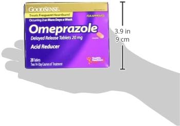 GoodSense 20 mg Omeprazole Delayed Release Tablets, 28 Count – Stomach Acid Reducer for Frequent Heartburn Treatment
