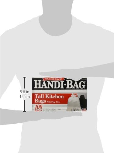 Handi-Bag HAB6FK100 Pack, 13 Gallon,0.6 1 11 100) Super Value Milliliters, FT x in, White (Box