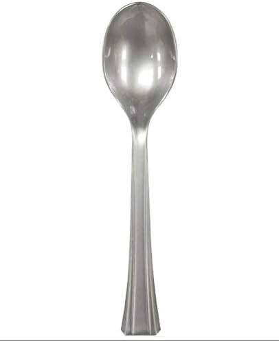 Lillian Tablesettings 48 Count Premium Plastic Soup Spoon, Silver