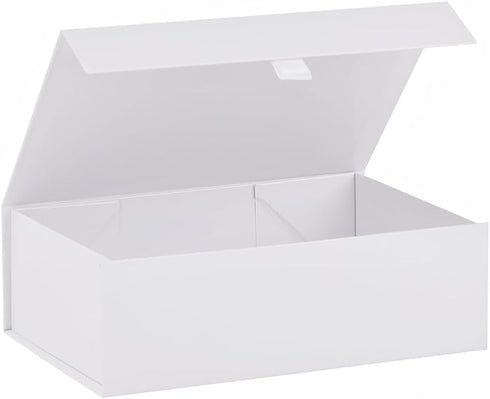 White Gift Box for Presents, 10.8x7.5x3.5 Inches Magnetic Gift Boxes with Lid for Bridesmaid Wedding Birthday Packaging