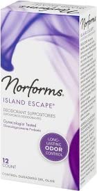 Norforms 12 Count (Pack 5) Feminine Deodorant Suppositories, Long Lasting Odor Control, Island Escape Scent