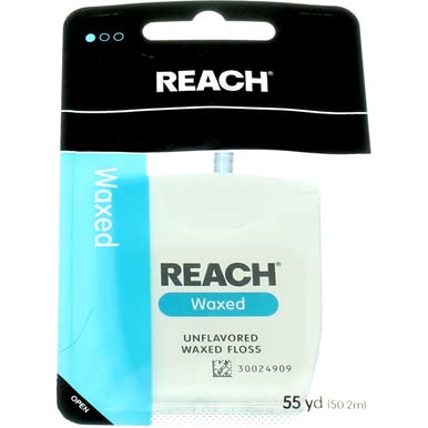 Reach Unflavored Waxed Dental Floss, 55 yds (Pack of 3), ADA Accepted for Oral Care