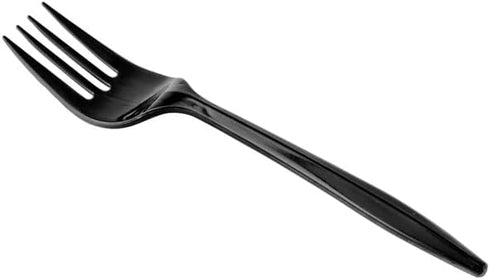 100 Plastic Forks Black Medium Weight | Plastic Cutlery Disposable Forks Utensils - Durable Plasticware Cutlery | Great For Celebrations, Parties, Travels, Events, And Everyday Use by HOUZZKINGZ USA