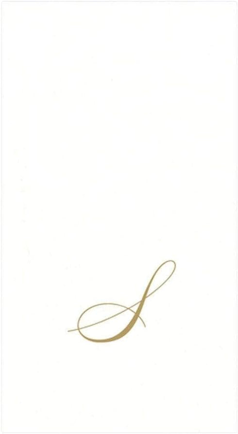 Caspari White Pearl Paper Linen Guest Towels, Monogram Initial S, Pack of