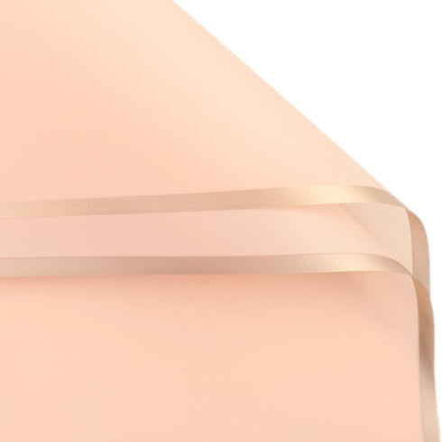 XICHEN 20 Sheets Pure Color Flower Wrapping Paper, Waterproof Gold Edge, 22.8x22.8 Inch (Champagne Pink) for DIY Crafts