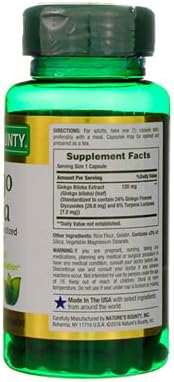Nature's Bounty Ginkgo Biloba Capsule, 120 mg, 100 ea
