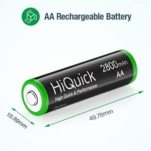 HiQuick 2800mAh AA Rechargeable Batteries (8 Pack) - High Capacity Performance, Per-Charged 1.2V