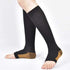 WOGOSVOR 3Pairs Socks(15-20mmHg) Open Toe Toeless Compression for Men and Women Support Stocking(Black, S/M)