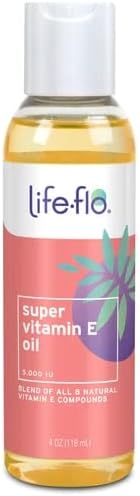 LIFE-FLO Super Vitamin E Oil, 5000IU, 4 Oz - with 8 Vitamin E Compounds for Skin & Antioxidant Support