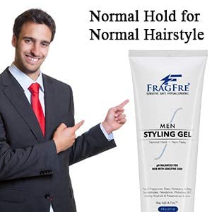 Men Hair Styling Gel - Fragrance Free 8 oz, pH Balanced for Sensitive Skin, Normal Hold for Normal Hair Styles